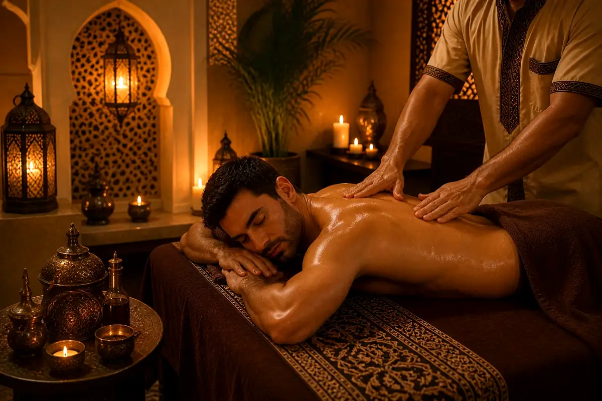 Arabic massage in Abu Dhabi with warm oil in a private room
