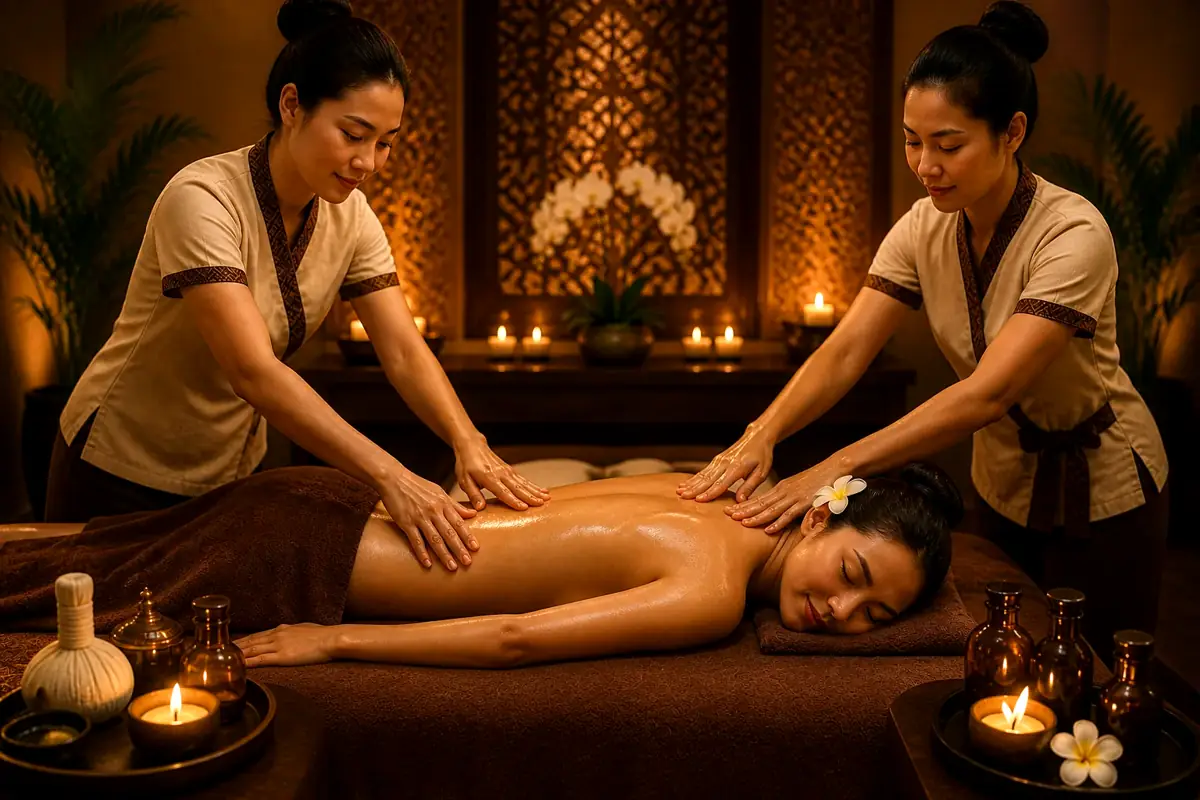 4 hand massage in Abu Dhabi with two therapists working together