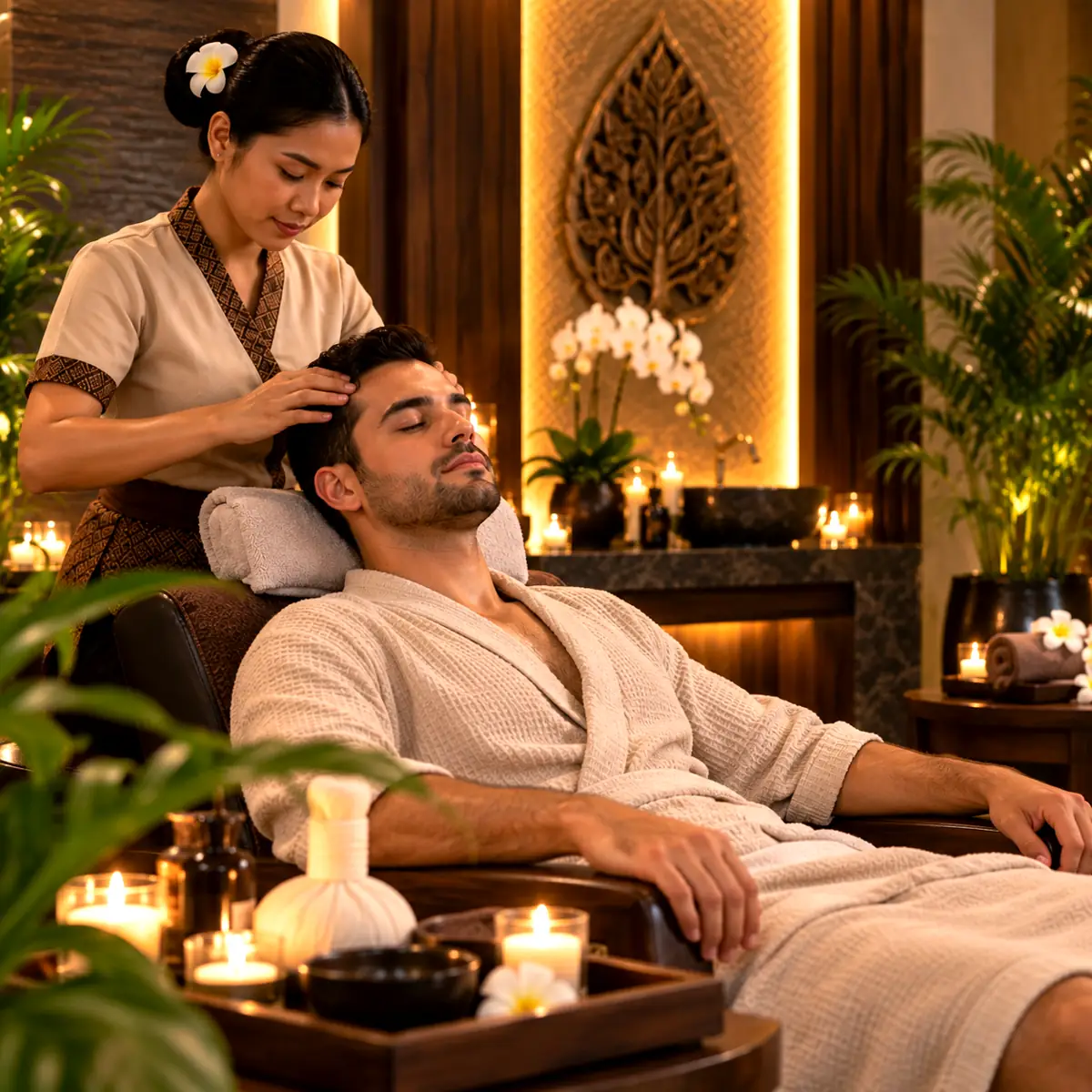 Massage services in Abu Dhabi: oils and towels prepared for a treatment